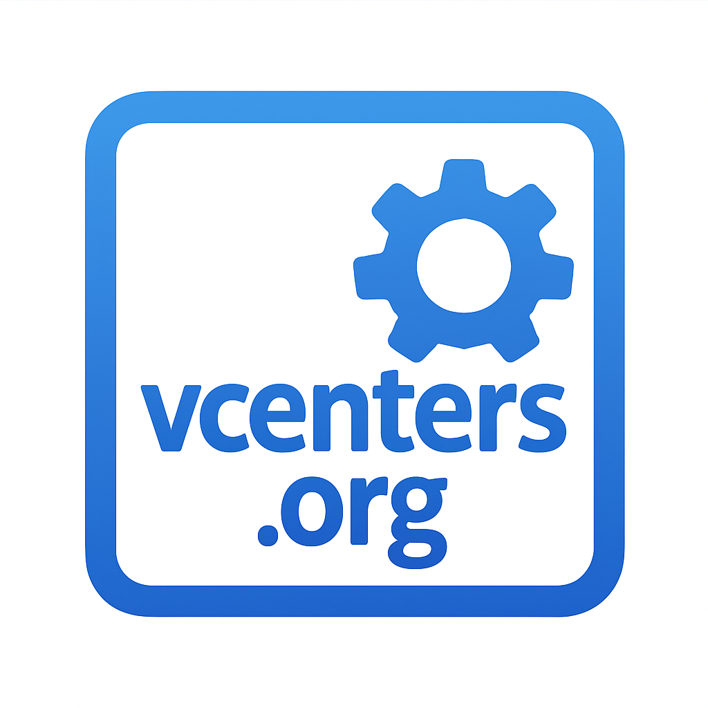 A team of IT professionals collaborating on virtualization projects, with multiple screens showing vSphere Client interfaces and Hyper-V management consoles